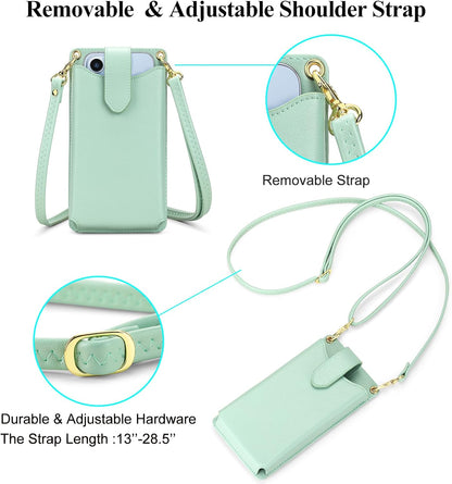 Small Crossbody Cell Phone Purse for Women Vegan Leather Crossbody Phone Bag with RFID Card Slots Adjustable Strap