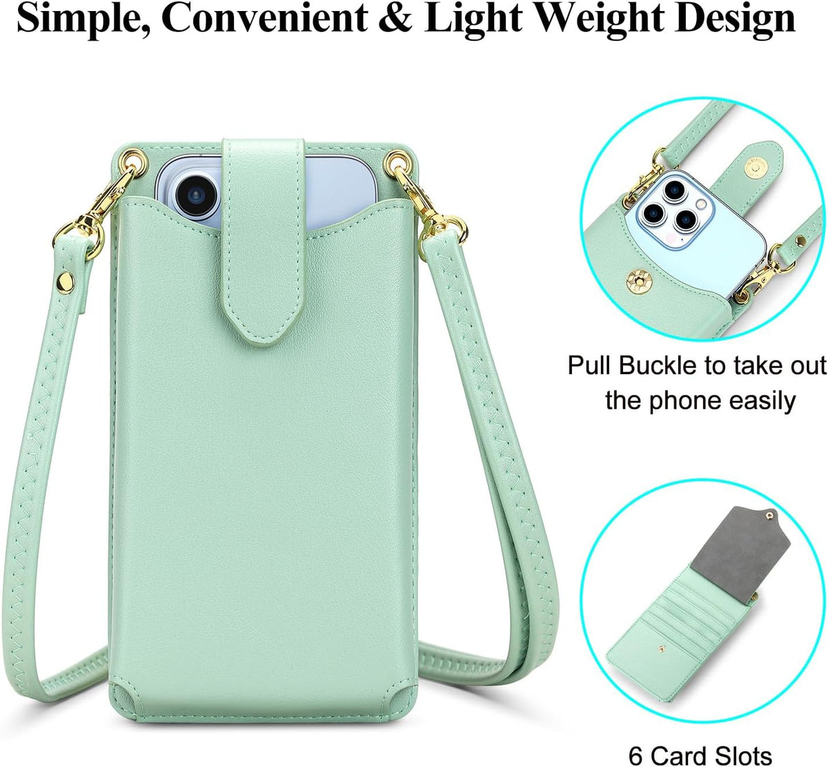 Small Crossbody Cell Phone Purse for Women Vegan Leather Crossbody Phone Bag with RFID Card Slots Adjustable Strap