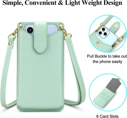 Small Crossbody Cell Phone Purse for Women Vegan Leather Crossbody Phone Bag with RFID Card Slots Adjustable Strap