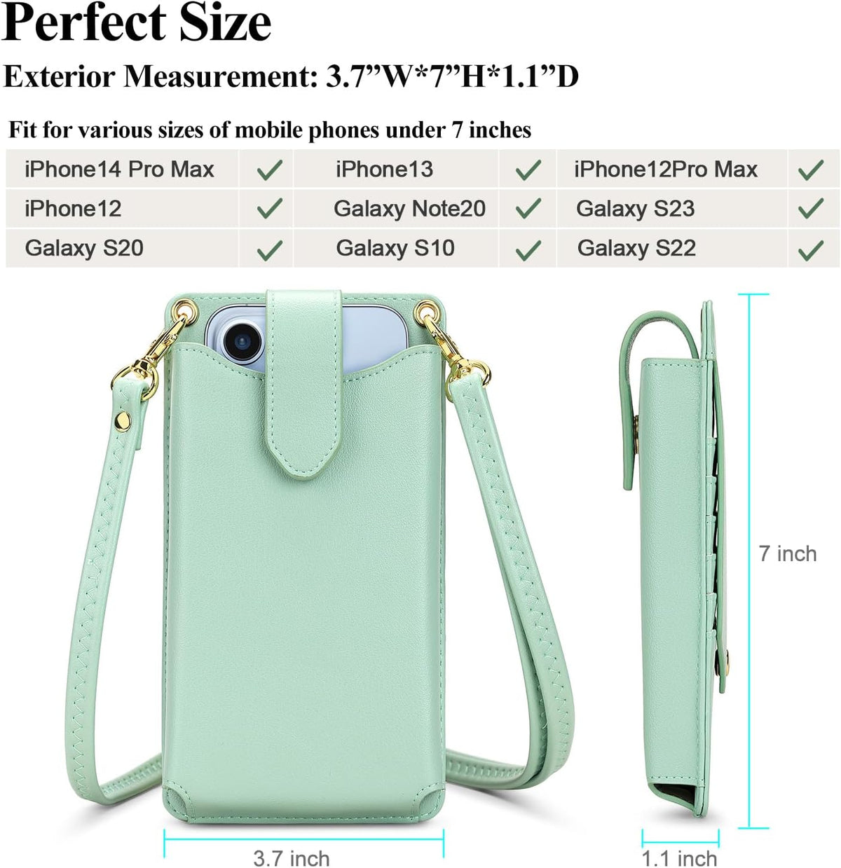 Small Crossbody Cell Phone Purse for Women Vegan Leather Crossbody Phone Bag with RFID Card Slots Adjustable Strap
