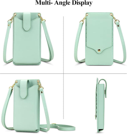 Small Crossbody Cell Phone Purse for Women Vegan Leather Crossbody Phone Bag with RFID Card Slots Adjustable Strap