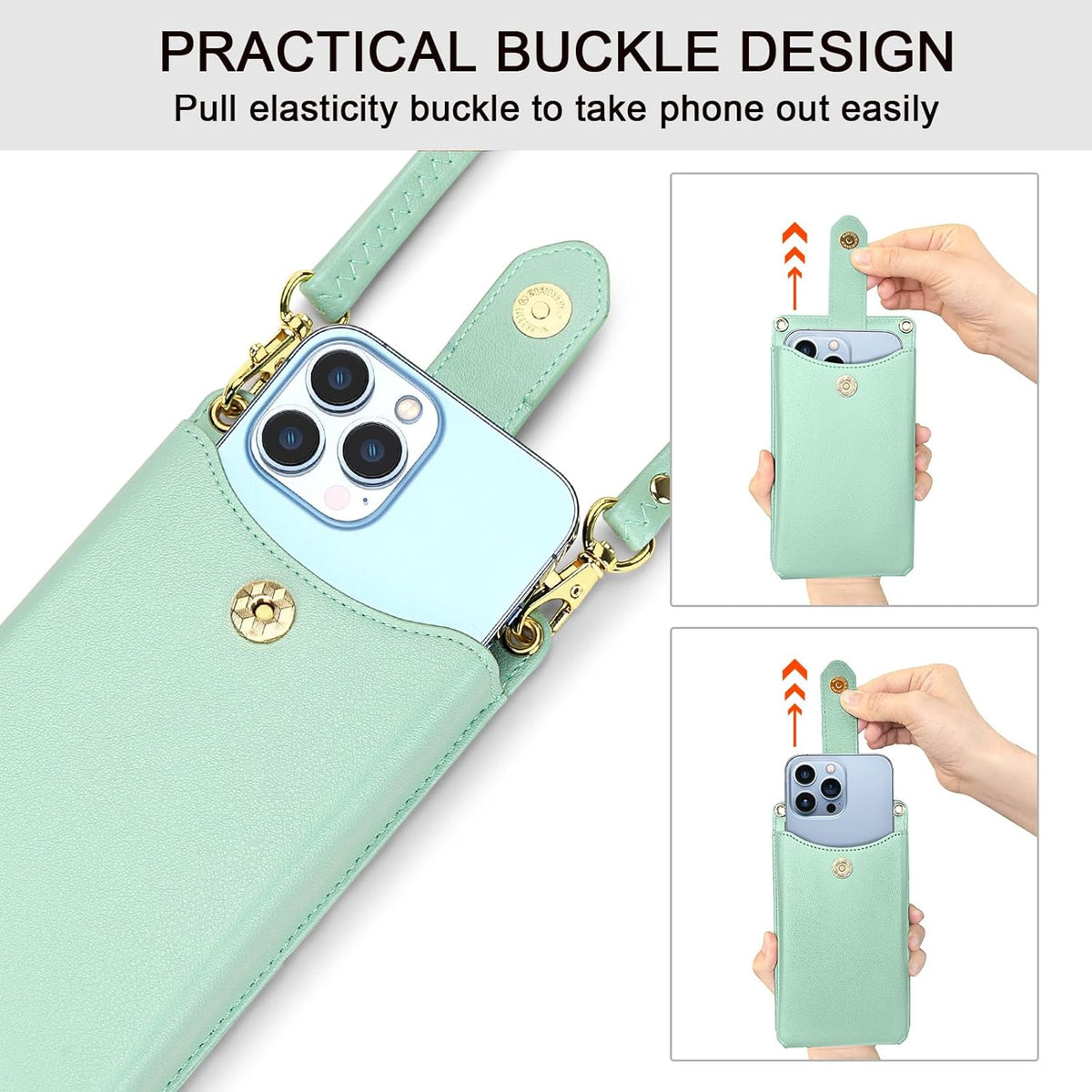 Small Crossbody Cell Phone Purse for Women Vegan Leather Crossbody Phone Bag with RFID Card Slots Adjustable Strap