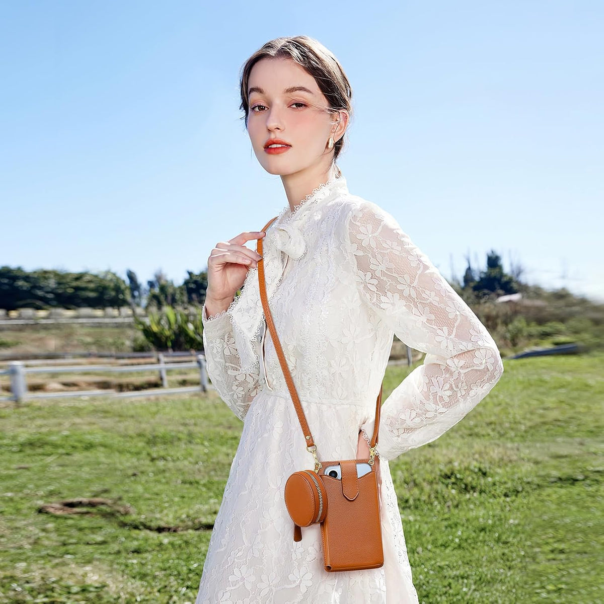 Small Crossbody Cell Phone Purse for Women Vegan Leather Crossbody Phone Bag with RFID Card Slots Adjustable Strap