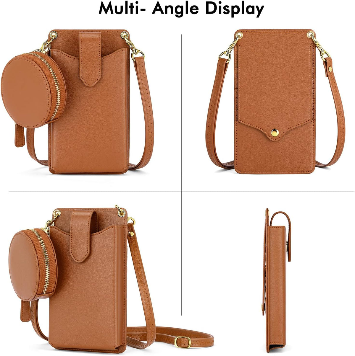 Small Crossbody Cell Phone Purse for Women Vegan Leather Crossbody Phone Bag with RFID Card Slots Adjustable Strap
