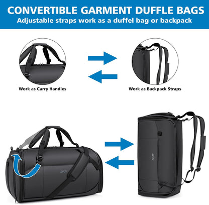 Convertible Garment Bags for Travel - Carry on Garment Duffle Bag with Backpack Straps for Men Women, 4 in 1 Large Travel Duffel Bags with Shoes Compartment Hanging Suit Dress Weekender Bag 3pcs Set
