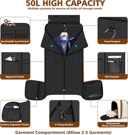 Convertible Garment Bags for Travel - Carry on Garment Duffle Bag with Backpack Straps for Men Women, 4 in 1 Large Travel Duffel Bags with Shoes Compartment Hanging Suit Dress Weekender Bag 3pcs Set