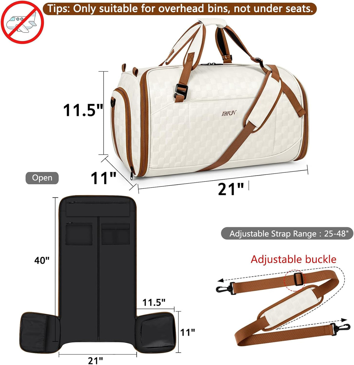 Convertible Garment Bags for Travel - Carry on Garment Duffle Bag with Backpack Straps for Men Women, 4 in 1 Large Travel Duffel Bags with Shoes Compartment Hanging Suit Dress Weekender Bag 3pcs Set
