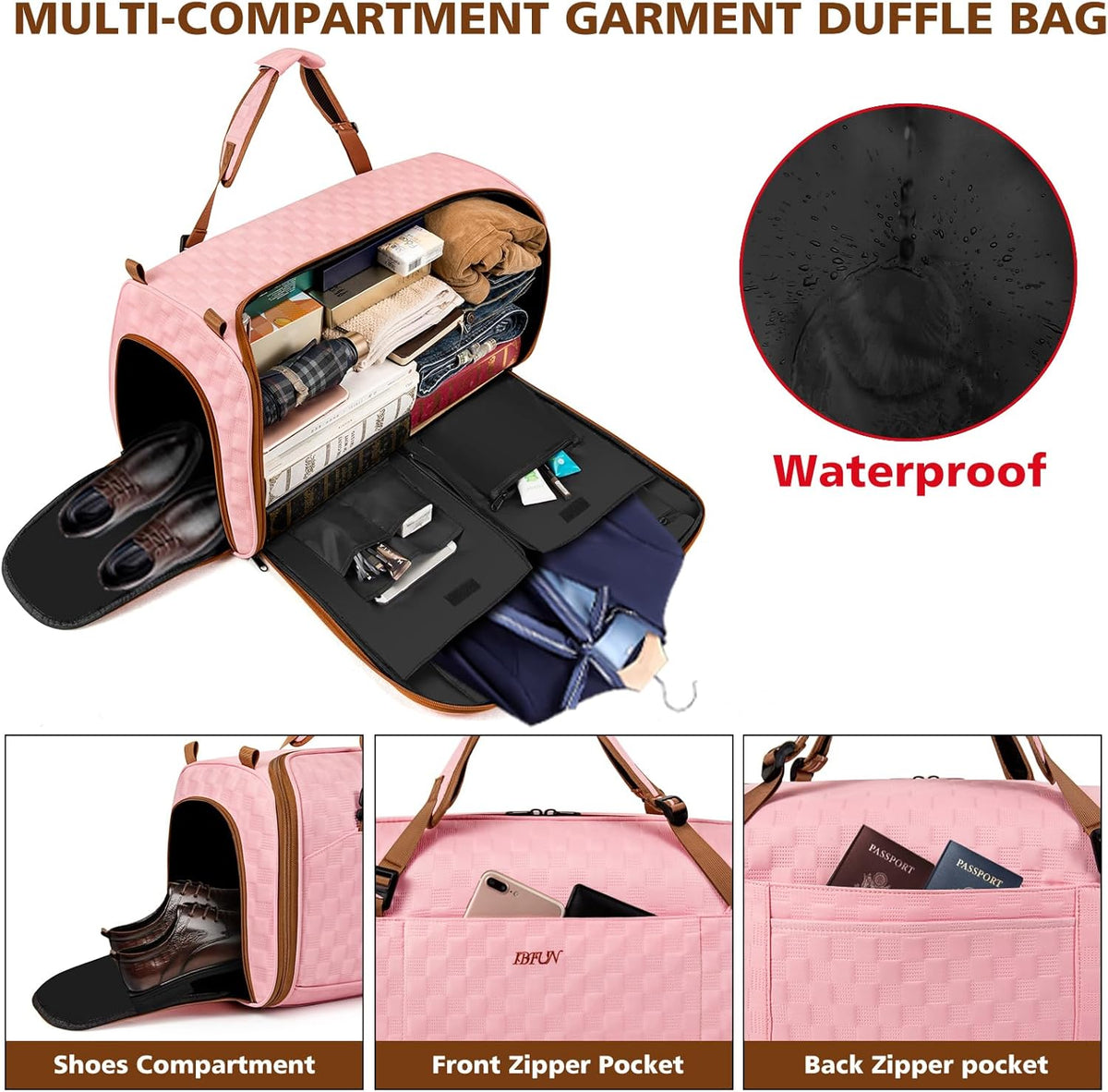 Convertible Garment Bags for Travel - Carry on Garment Duffle Bag with Backpack Straps for Men Women, 4 in 1 Large Travel Duffel Bags with Shoes Compartment Hanging Suit Dress Weekender Bag 3pcs Set