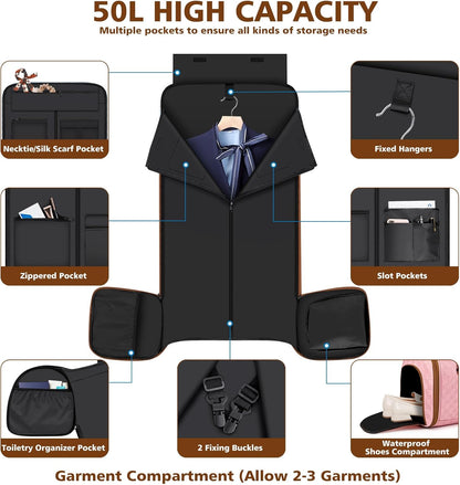 Convertible Garment Bags for Travel - Carry on Garment Duffle Bag with Backpack Straps for Men Women, 4 in 1 Large Travel Duffel Bags with Shoes Compartment Hanging Suit Dress Weekender Bag 3pcs Set