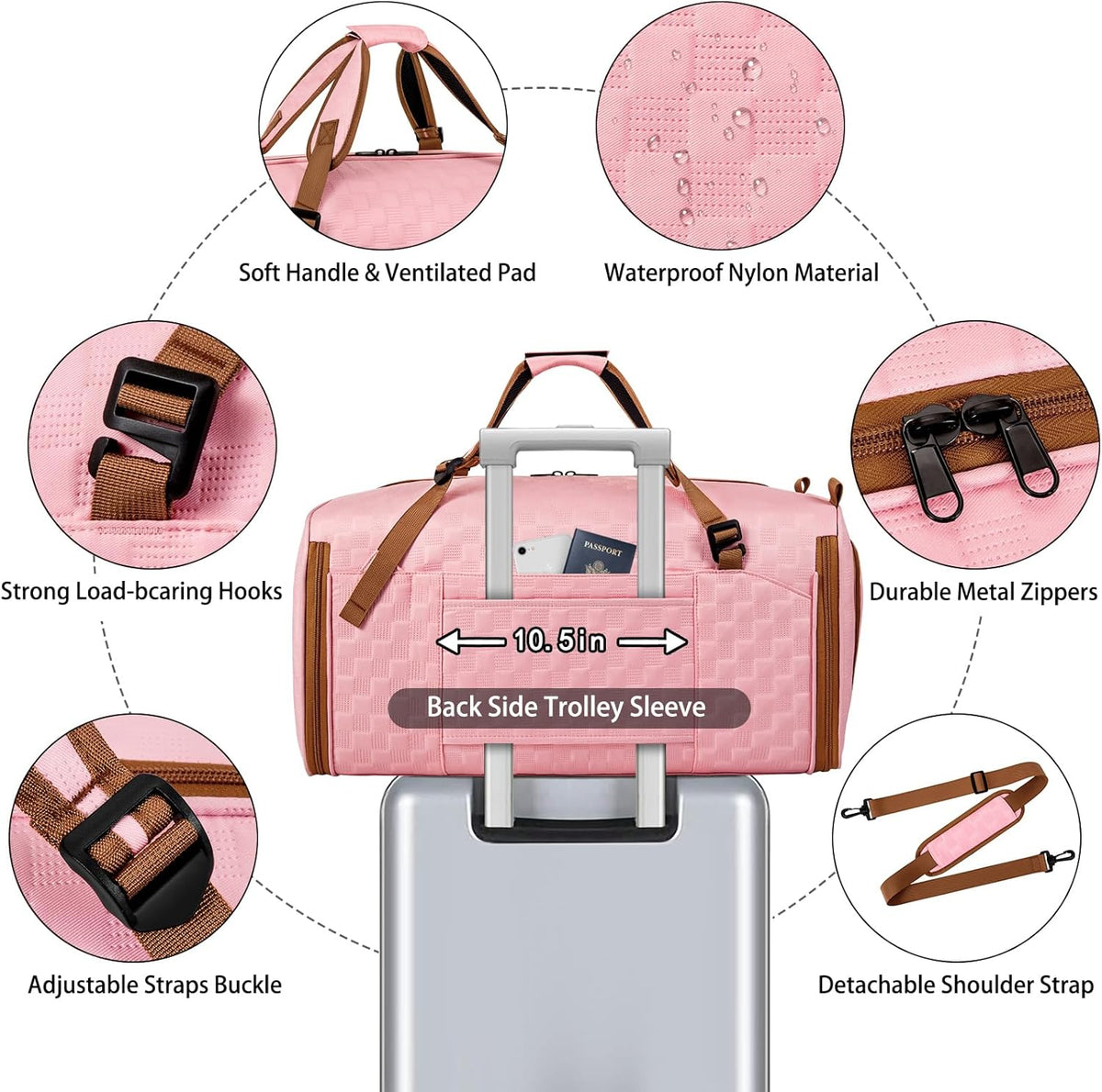 Convertible Garment Bags for Travel - Carry on Garment Duffle Bag with Backpack Straps for Men Women, 4 in 1 Large Travel Duffel Bags with Shoes Compartment Hanging Suit Dress Weekender Bag 3pcs Set