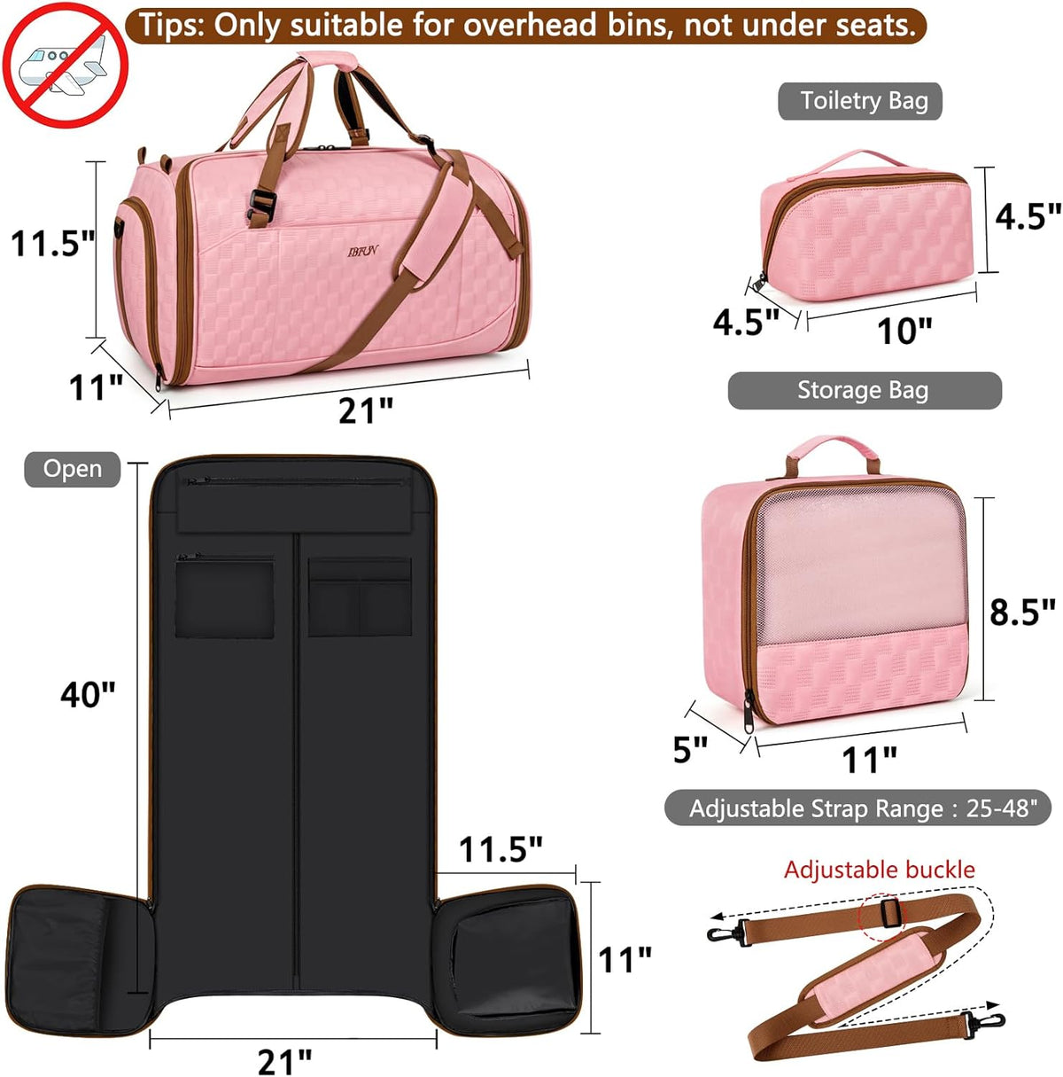 Convertible Garment Bags for Travel - Carry on Garment Duffle Bag with Backpack Straps for Men Women, 4 in 1 Large Travel Duffel Bags with Shoes Compartment Hanging Suit Dress Weekender Bag 3pcs Set