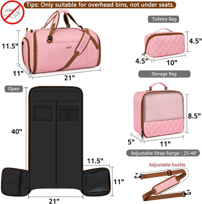 Convertible Garment Bags for Travel - Carry on Garment Duffle Bag with Backpack Straps for Men Women, 4 in 1 Large Travel Duffel Bags with Shoes Compartment Hanging Suit Dress Weekender Bag 3pcs Set