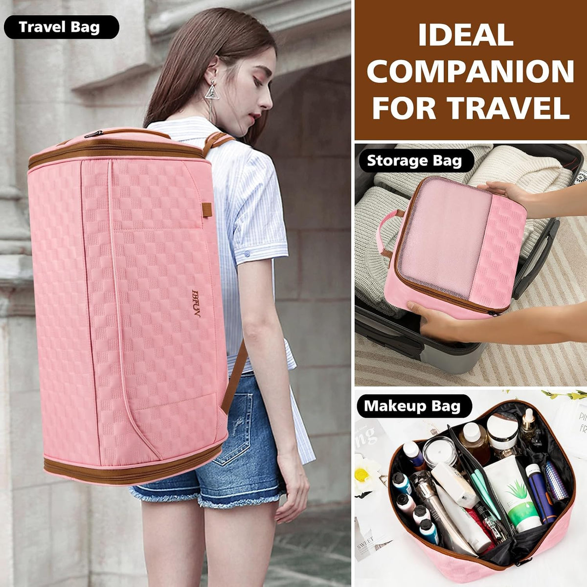 Convertible Garment Bags for Travel - Carry on Garment Duffle Bag with Backpack Straps for Men Women, 4 in 1 Large Travel Duffel Bags with Shoes Compartment Hanging Suit Dress Weekender Bag 3pcs Set