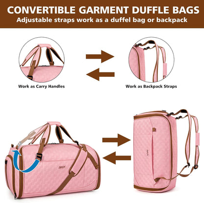 Convertible Garment Bags for Travel - Carry on Garment Duffle Bag with Backpack Straps for Men Women, 4 in 1 Large Travel Duffel Bags with Shoes Compartment Hanging Suit Dress Weekender Bag 3pcs Set