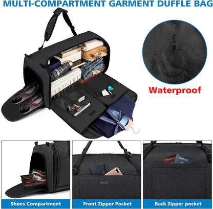 Convertible Garment Bags for Travel - Carry on Garment Duffle Bag with Backpack Straps for Men Women, 4 in 1 Large Travel Duffel Bags with Shoes Compartment Hanging Suit Dress Weekender Bag 3pcs Set