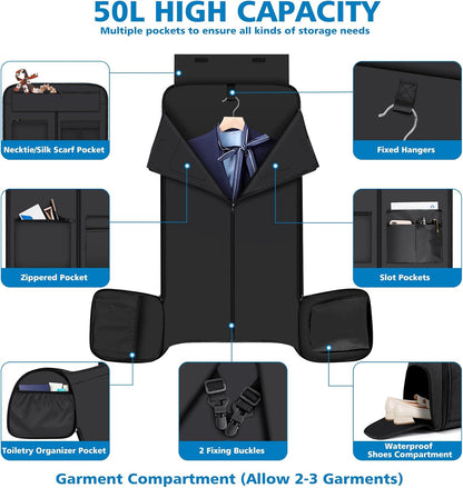 Convertible Garment Bags for Travel - Carry on Garment Duffle Bag with Backpack Straps for Men Women, 4 in 1 Large Travel Duffel Bags with Shoes Compartment Hanging Suit Dress Weekender Bag 3pcs Set