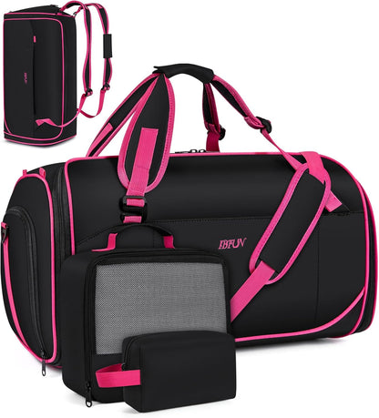 Convertible Garment Bags for Travel - Carry on Garment Duffle Bag with Backpack Straps for Men Women, 4 in 1 Large Travel Duffel Bags with Shoes Compartment Hanging Suit Dress Weekender Bag 3pcs Set