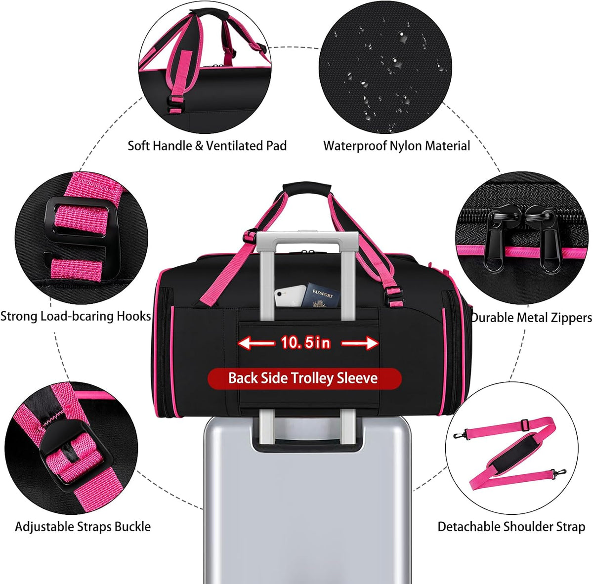 Convertible Garment Bags for Travel - Carry on Garment Duffle Bag with Backpack Straps for Men Women, 4 in 1 Large Travel Duffel Bags with Shoes Compartment Hanging Suit Dress Weekender Bag 3pcs Set