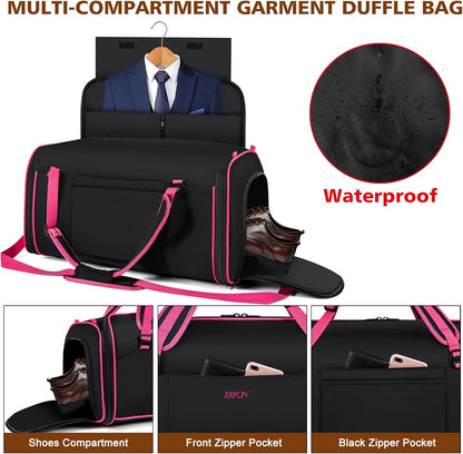 Convertible Garment Bags for Travel - Carry on Garment Duffle Bag with Backpack Straps for Men Women, 4 in 1 Large Travel Duffel Bags with Shoes Compartment Hanging Suit Dress Weekender Bag 3pcs Set