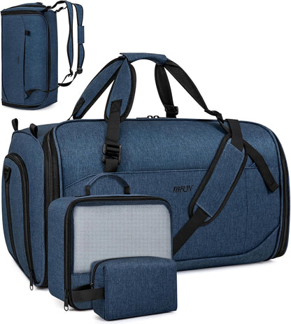 Convertible Garment Bags for Travel - Carry on Garment Duffle Bag with Backpack Straps for Men Women, 4 in 1 Large Travel Duffel Bags with Shoes Compartment Hanging Suit Dress Weekender Bag 3pcs Set