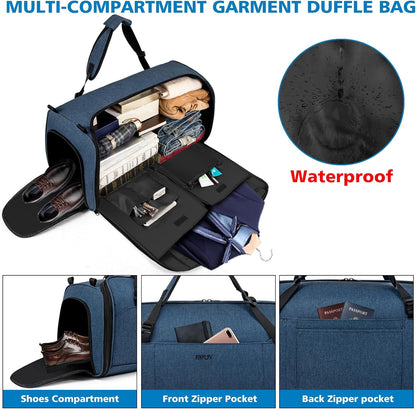 Convertible Garment Bags for Travel - Carry on Garment Duffle Bag with Backpack Straps for Men Women, 4 in 1 Large Travel Duffel Bags with Shoes Compartment Hanging Suit Dress Weekender Bag 3pcs Set
