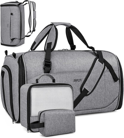 Convertible Garment Bags for Travel - Carry on Garment Duffle Bag with Backpack Straps for Men Women, 4 in 1 Large Travel Duffel Bags with Shoes Compartment Hanging Suit Dress Weekender Bag 3pcs Set