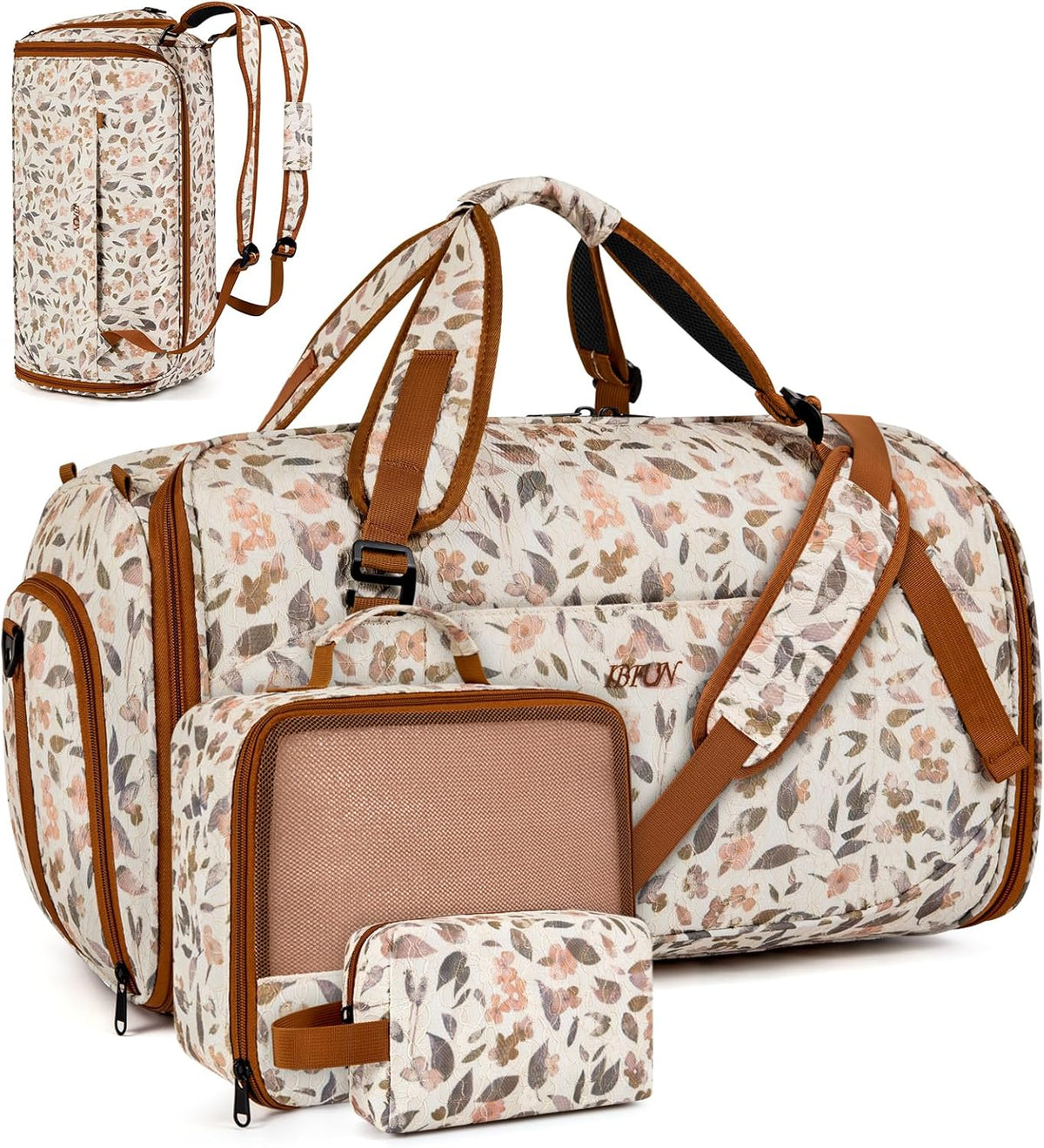 Convertible Garment Bags for Travel - Carry on Garment Duffle Bag with Backpack Straps for Men Women, 4 in 1 Large Travel Duffel Bags with Shoes Compartment Hanging Suit Dress Weekender Bag 3pcs Set
