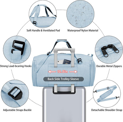 Convertible Garment Bags for Travel - Carry on Garment Duffle Bag with Backpack Straps for Men Women, 4 in 1 Large Travel Duffel Bags with Shoes Compartment Hanging Suit Dress Weekender Bag 3pcs Set