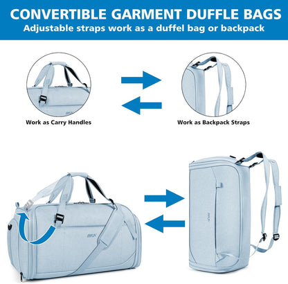 Convertible Garment Bags for Travel - Carry on Garment Duffle Bag with Backpack Straps for Men Women, 4 in 1 Large Travel Duffel Bags with Shoes Compartment Hanging Suit Dress Weekender Bag 3pcs Set