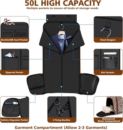 Convertible Garment Bags for Travel - Carry on Garment Duffle Bag with Backpack Straps for Men Women, 4 in 1 Large Travel Duffel Bags with Shoes Compartment Hanging Suit Dress Weekender Bag 3pcs Set