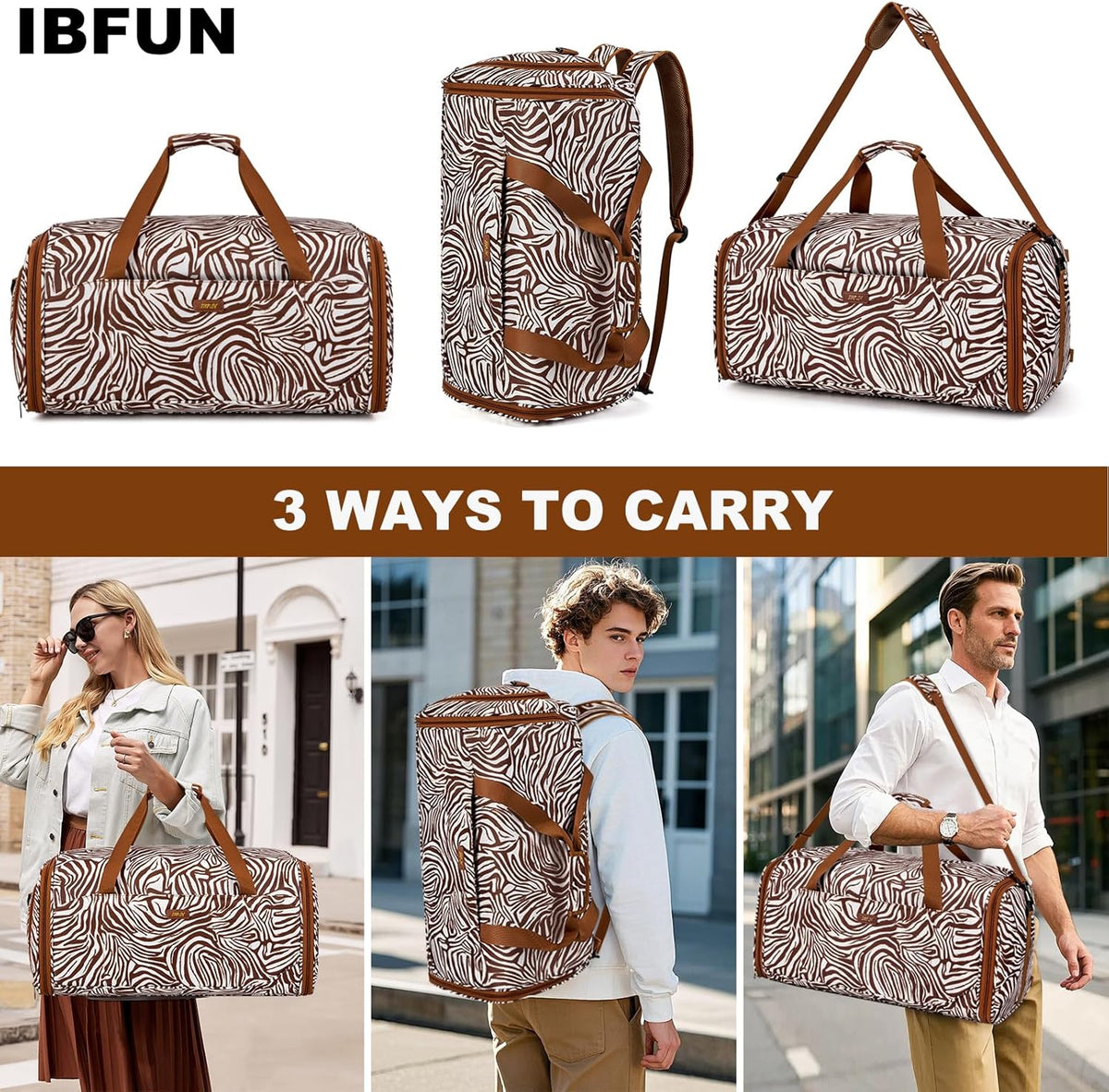 Convertible Garment Bags for Travel - Carry on Garment Duffle Bag with Backpack Straps for Men Women, 4 in 1 Large Travel Duffel Bags with Shoes Compartment Hanging Suit Dress Weekender Bag 3pcs Set