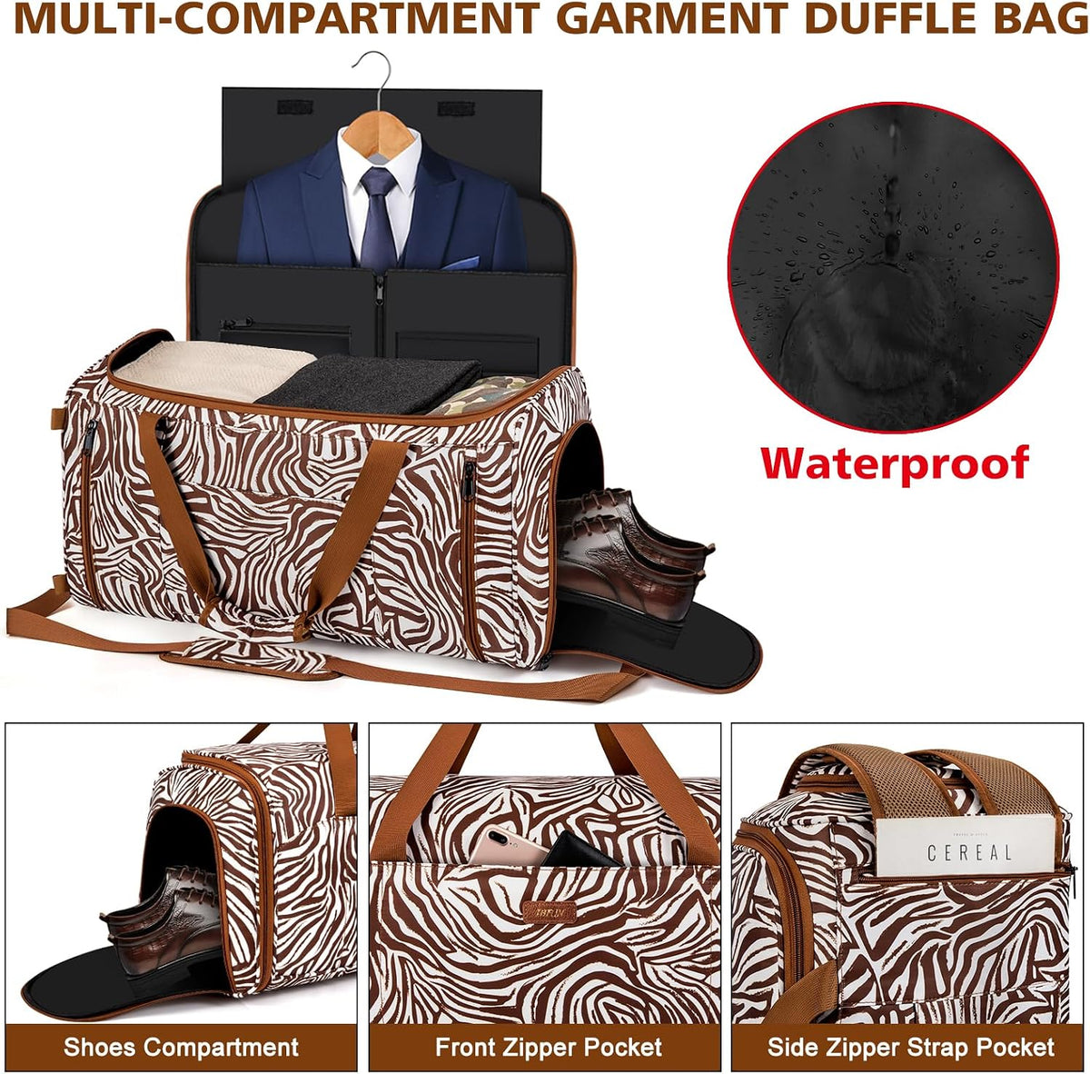 Convertible Garment Bags for Travel - Carry on Garment Duffle Bag with Backpack Straps for Men Women, 4 in 1 Large Travel Duffel Bags with Shoes Compartment Hanging Suit Dress Weekender Bag 3pcs Set