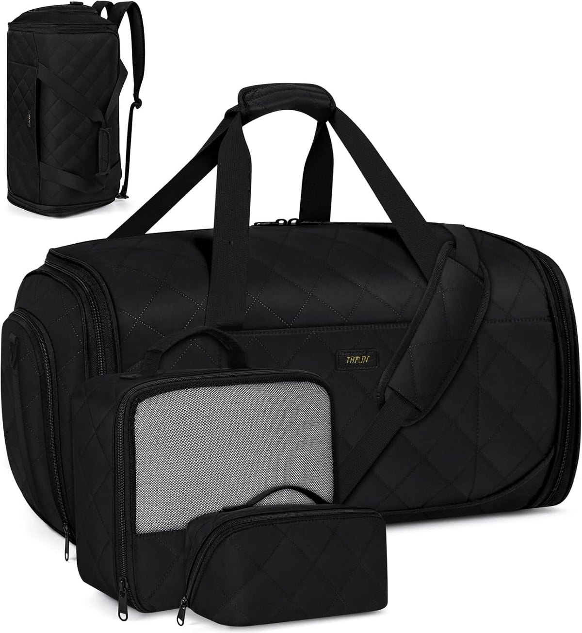 Convertible Garment Bags for Travel - Carry on Garment Duffle Bag with Backpack Straps for Men Women, 4 in 1 Large Travel Duffel Bags with Shoes Compartment Hanging Suit Dress Weekender Bag 3pcs Set