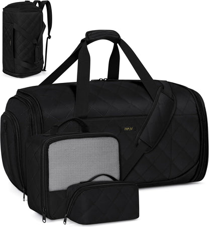 Convertible Garment Bags for Travel - Carry on Garment Duffle Bag with Backpack Straps for Men Women, 4 in 1 Large Travel Duffel Bags with Shoes Compartment Hanging Suit Dress Weekender Bag 3pcs Set