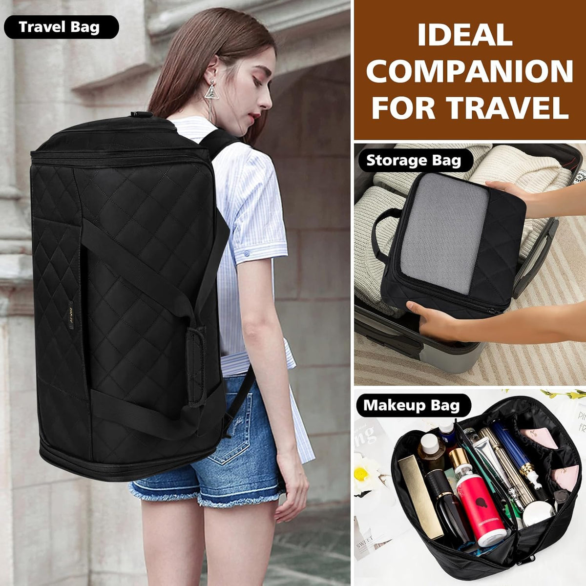 Convertible Garment Bags for Travel - Carry on Garment Duffle Bag with Backpack Straps for Men Women, 4 in 1 Large Travel Duffel Bags with Shoes Compartment Hanging Suit Dress Weekender Bag 3pcs Set
