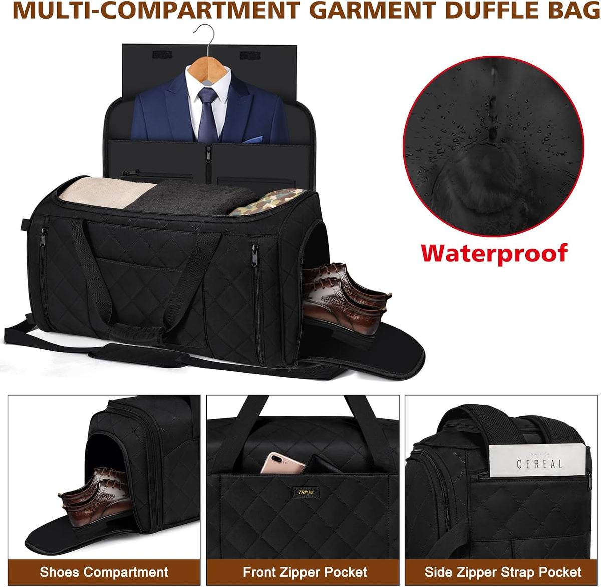 Convertible Garment Bags for Travel - Carry on Garment Duffle Bag with Backpack Straps for Men Women, 4 in 1 Large Travel Duffel Bags with Shoes Compartment Hanging Suit Dress Weekender Bag 3pcs Set