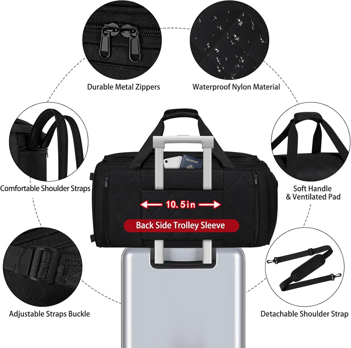Convertible Garment Bags for Travel - Carry on Garment Duffle Bag with Backpack Straps for Men Women, 4 in 1 Large Travel Duffel Bags with Shoes Compartment Hanging Suit Dress Weekender Bag 3pcs Set