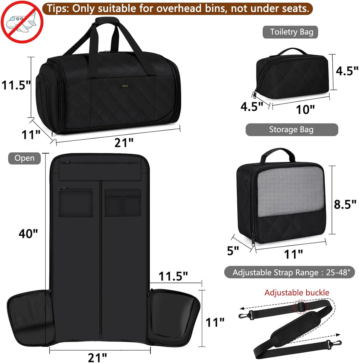Convertible Garment Bags for Travel - Carry on Garment Duffle Bag with Backpack Straps for Men Women, 4 in 1 Large Travel Duffel Bags with Shoes Compartment Hanging Suit Dress Weekender Bag 3pcs Set