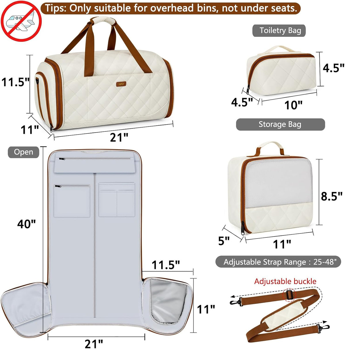 Convertible Garment Bags for Travel - Carry on Garment Duffle Bag with Backpack Straps for Men Women, 4 in 1 Large Travel Duffel Bags with Shoes Compartment Hanging Suit Dress Weekender Bag 3pcs Set