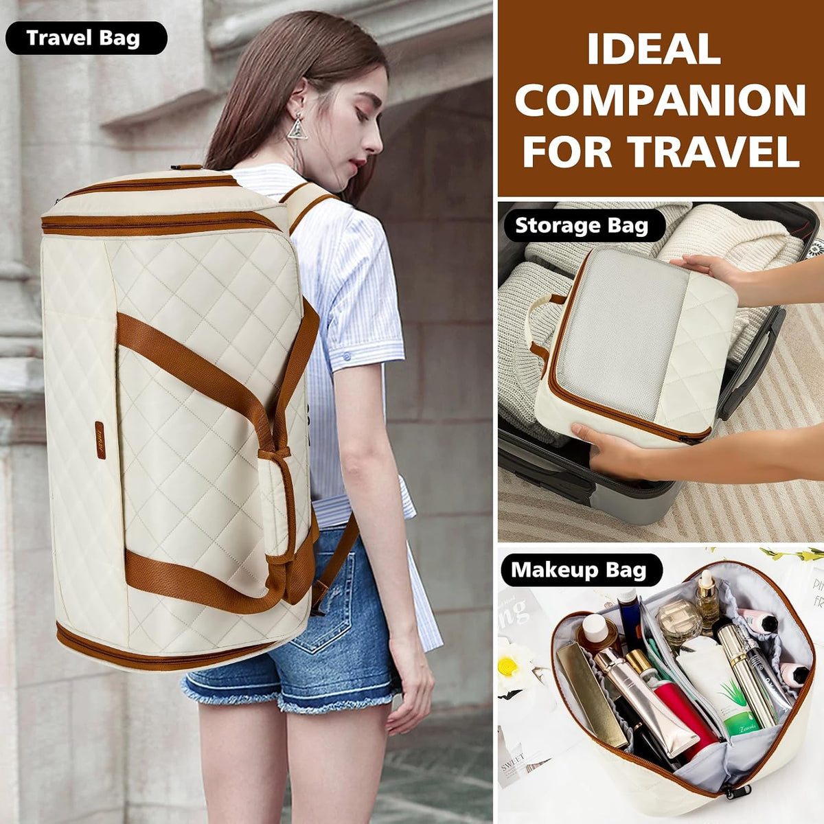 Convertible Garment Bags for Travel - Carry on Garment Duffle Bag with Backpack Straps for Men Women, 4 in 1 Large Travel Duffel Bags with Shoes Compartment Hanging Suit Dress Weekender Bag 3pcs Set