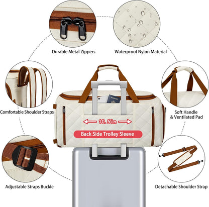 Convertible Garment Bags for Travel - Carry on Garment Duffle Bag with Backpack Straps for Men Women, 4 in 1 Large Travel Duffel Bags with Shoes Compartment Hanging Suit Dress Weekender Bag 3pcs Set
