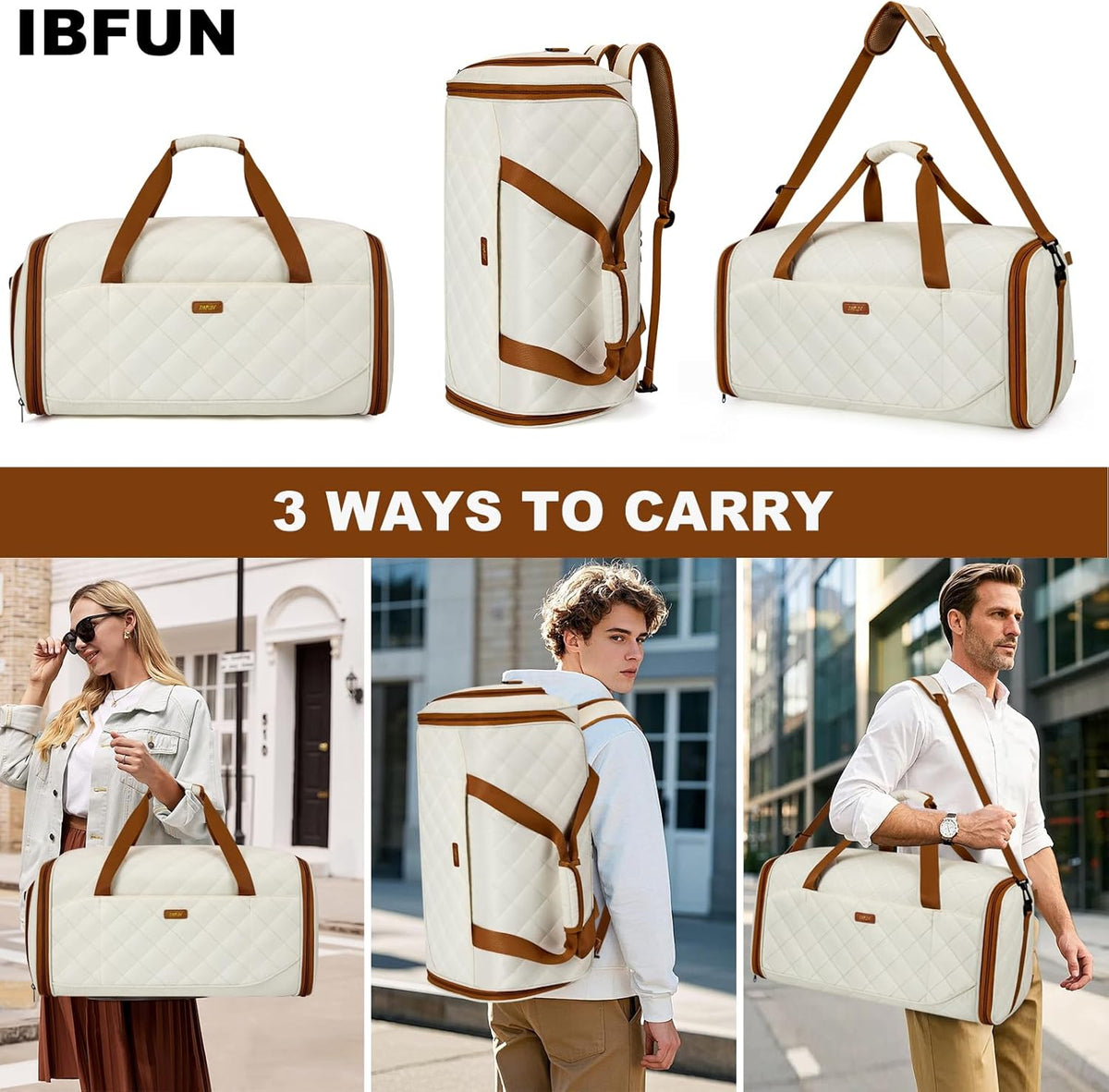 Convertible Garment Bags for Travel - Carry on Garment Duffle Bag with Backpack Straps for Men Women, 4 in 1 Large Travel Duffel Bags with Shoes Compartment Hanging Suit Dress Weekender Bag 3pcs Set