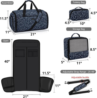 Convertible Garment Bags for Travel - Carry on Garment Duffle Bag with Backpack Straps for Men Women, 4 in 1 Large Travel Duffel Bags with Shoes Compartment Hanging Suit Dress Weekender Bag 3pcs Set