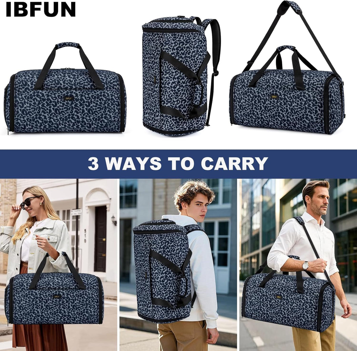 Convertible Garment Bags for Travel - Carry on Garment Duffle Bag with Backpack Straps for Men Women, 4 in 1 Large Travel Duffel Bags with Shoes Compartment Hanging Suit Dress Weekender Bag 3pcs Set