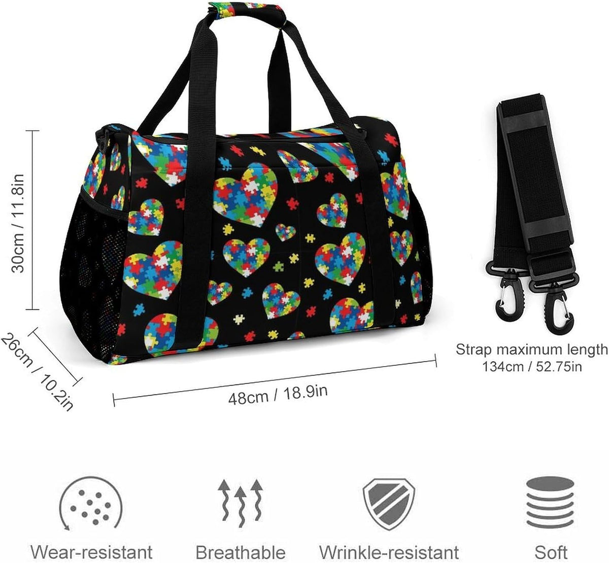Foldable Carry On Travel Duffel Weekender Bag Lightweight Overnight Tote Bag for Men Women Sport