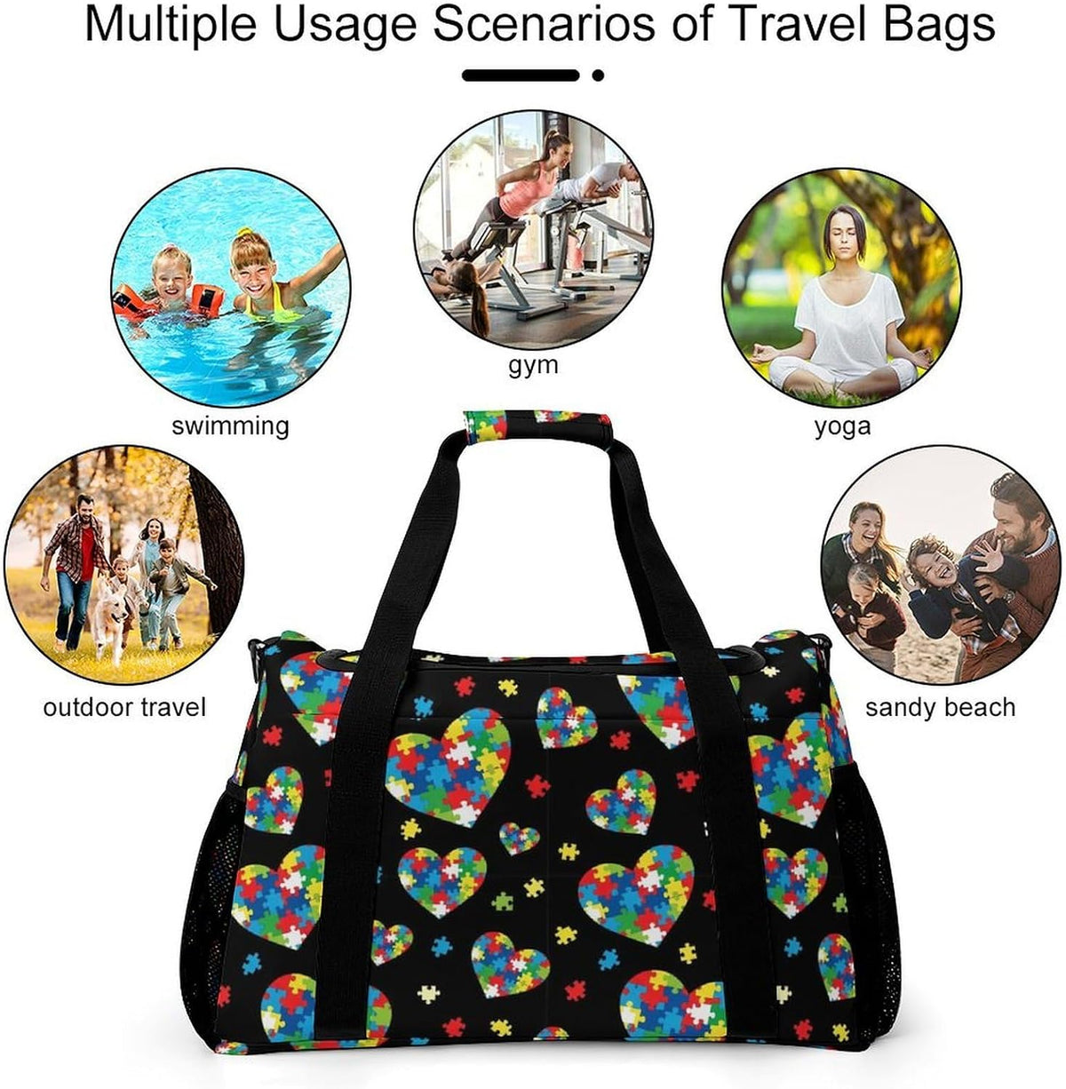 Foldable Carry On Travel Duffel Weekender Bag Lightweight Overnight Tote Bag for Men Women Sport