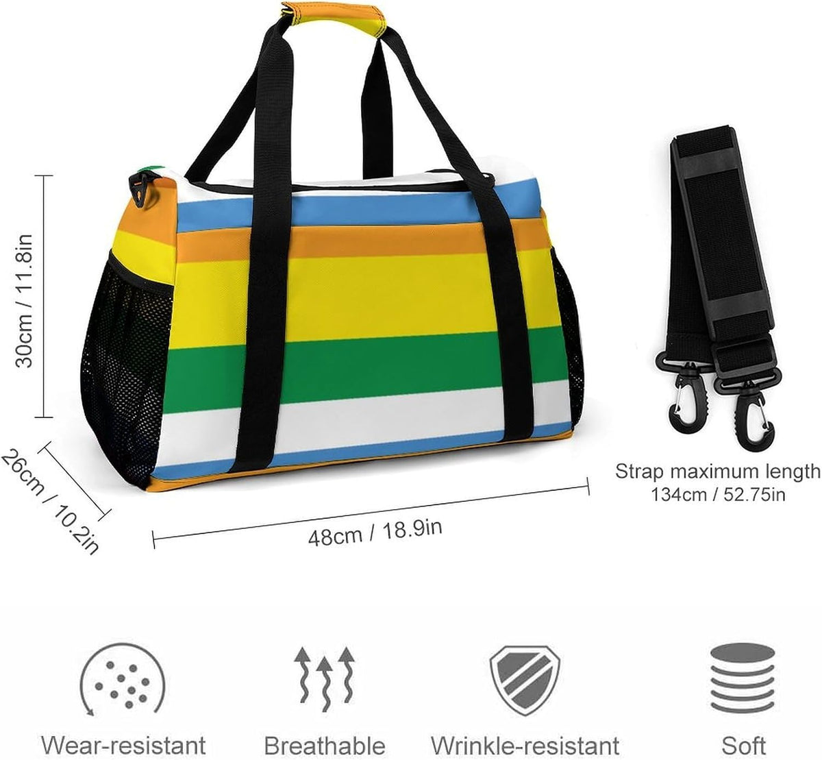 Foldable Carry On Travel Duffel Weekender Bag Lightweight Overnight Tote Bag for Men Women Sport