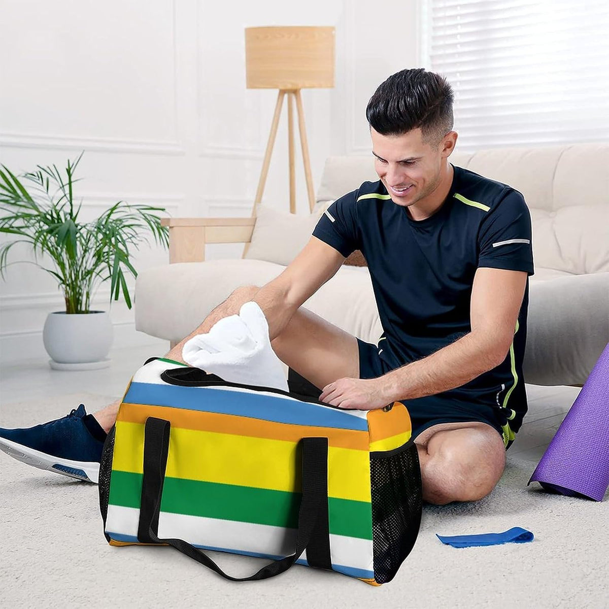 Foldable Carry On Travel Duffel Weekender Bag Lightweight Overnight Tote Bag for Men Women Sport