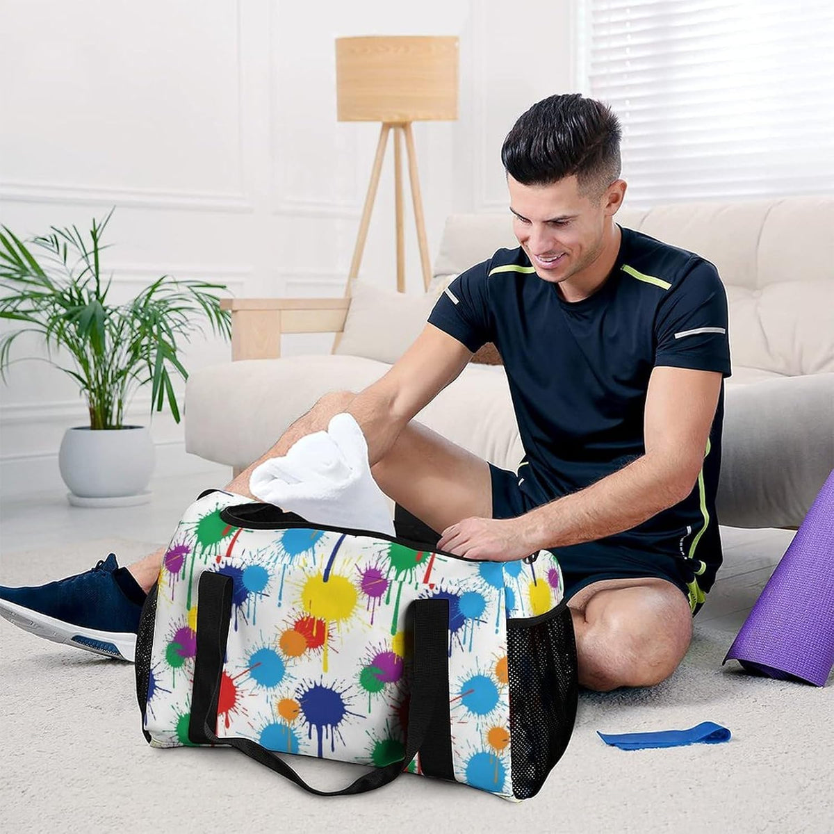 Foldable Carry On Travel Duffel Weekender Bag Lightweight Overnight Tote Bag for Men Women Sport