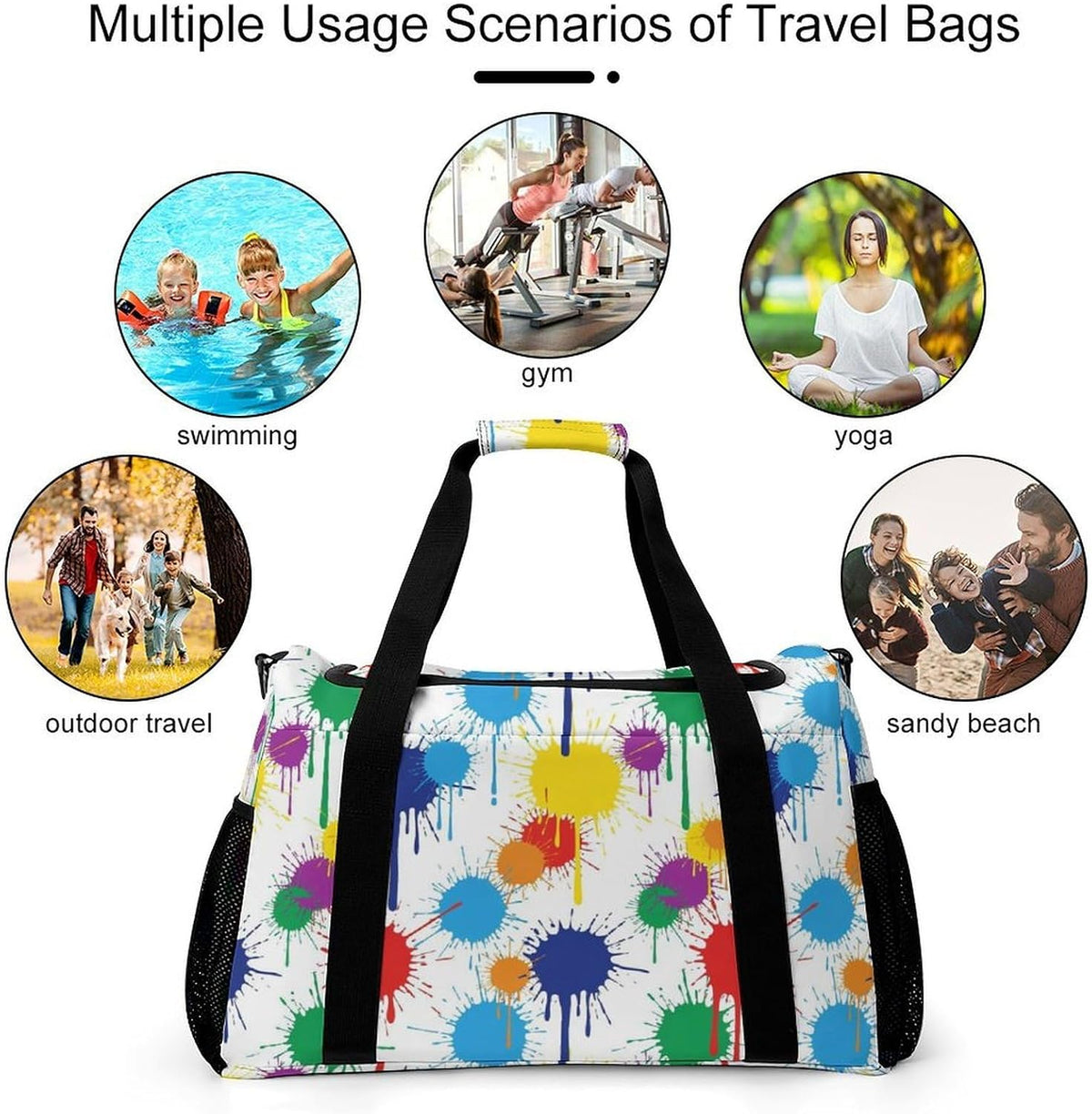 Foldable Carry On Travel Duffel Weekender Bag Lightweight Overnight Tote Bag for Men Women Sport